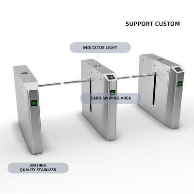 IP55 RFID নিরাপত্তা গেট অ্যাক্সেস কন্ট্রোল ডাবল মোটর ব্রিজ ড্রপ আর্ম টার্নস্টাইল