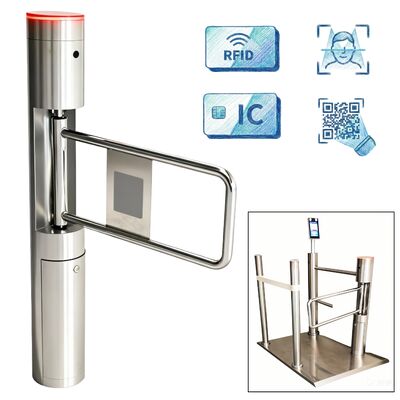 SS304 ফ্রেম ব্রাশলেস মোটর সুইং ব্যারিয়ার গেট, ফেস রিকগনিশন এবং তাপমাত্রা পরিমাপ সহ