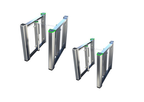 সুরক্ষিত অ্যাক্সেস নিয়ন্ত্রণের জন্য 10 মিমি অ্যাক্রিলিক বাধা সহ আইপি 54 আরএস 485 বায়োমেট্রিক সুইং গেট